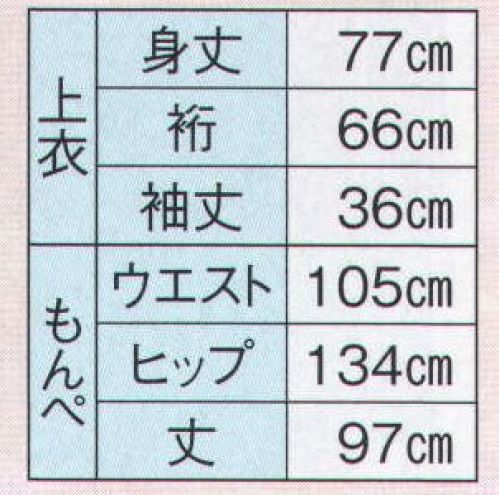 日本の歳時記 7902 もんぺセット 要印 ウエスト紐付き。 サイズ／スペック